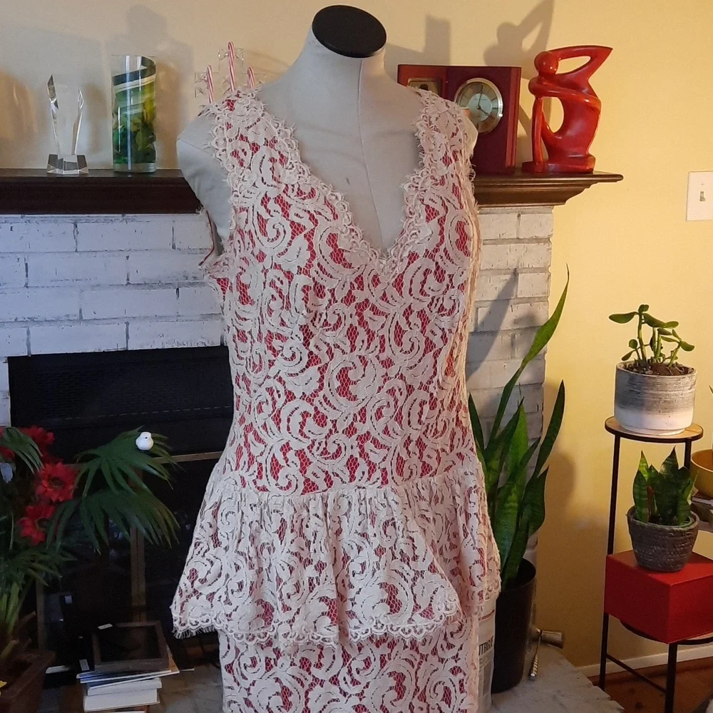 Tadashi Shoji Peplum Mid Length Dress size 14 - Picture 2 of 6
